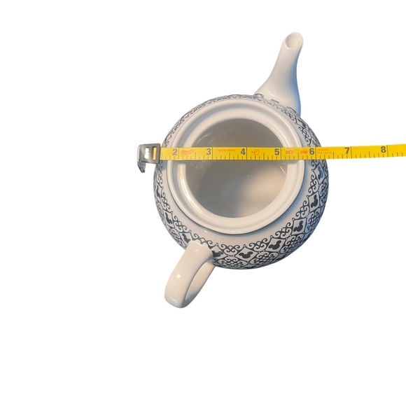 Disney Mickey Mouse Ceramic Teapot Black & White Pattern EUC - Picture 8 of 8